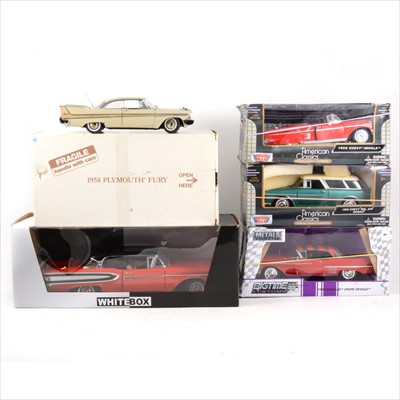 Lot 220 - Thirteen 1:24 / 1:18 scale models, including Franklin Mint 1958 Plymouth Fury, etc/