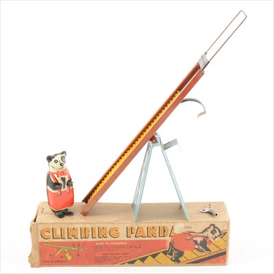 Lot 435 - Wells tin-plate clock-work Climbing Panda toy, boxed, with key.