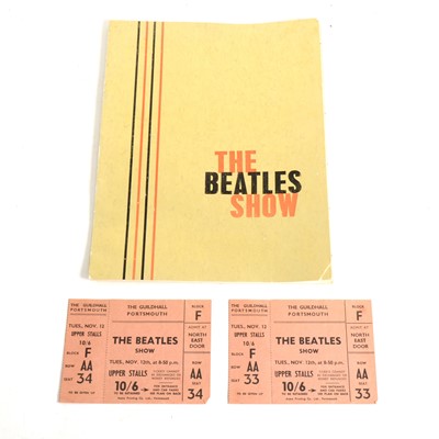 Lot 75 - A pair of original concert tickets 'The Beatles Show' Tues Nov 12th 1963 at the Guildhall Portsmouth, unused.