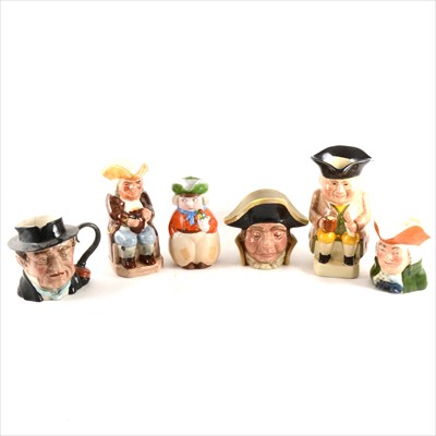 Lot 70 - Quantity of ceramics and ornaments; and two silver plated trays, Toby jugs, and six pewter goblets, etc