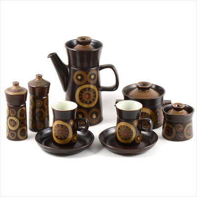 Lot 53 - A Denby stoneware coffee and part table service, Arabesque pattern