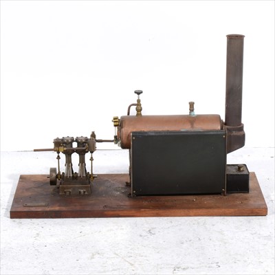 Lot 3 - A Stuart Turner D10 vertical twin cylinder live steam engine, 15cm and a Suart Turner boiler 34cm