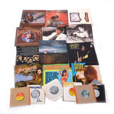 Lot 25 - Vinyl LP and 7" single records; aprox fifty in total, including Michael Jackson, Madonna, Stevie Wonder, etc