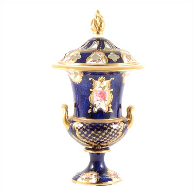 Lot 9 - A Derby style porcelain campagna shape pot pourri vase