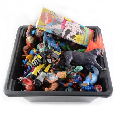 Lot 336 - 1980s / 1990s action figures and toys; one tub full including He-man, Thundercats, Power Rangers, and others.