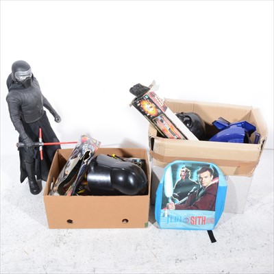 Lot 328 - Star Wars toys and figures; two boxes including Phantom Menace blister-pack figures, rucksack, etc.