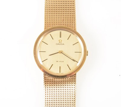 Lot 163 - Omega - a gentleman 9 carat yellow gold De Ville bracelet watch.