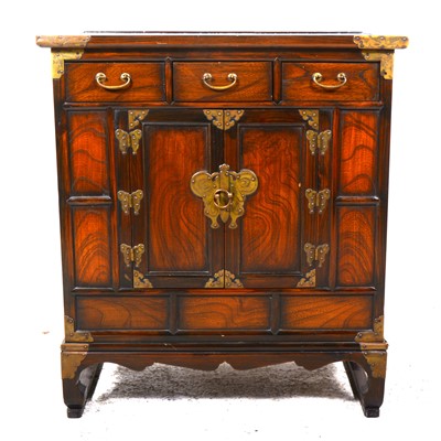 Lot 73 - A small Korean elm and stained wood cabinet