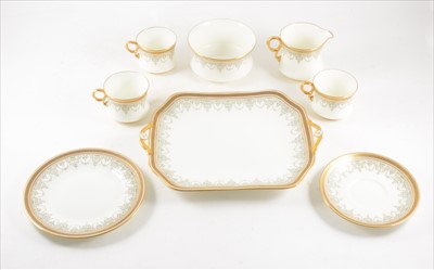 Lot 39 - A Cauldon bone china teaset, Greek Key pattern borders, eight place settings.