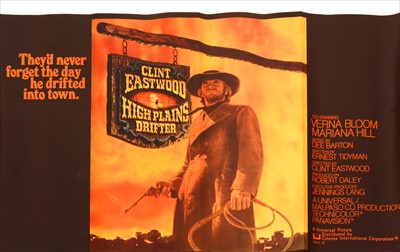 Lot 487 - British film Quad poster High Plains Drifter, (1973), 30x40inch, staring Clint Eastwood, folded.