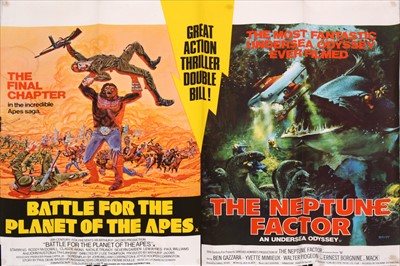 Lot 120 - Eleven British film Quad posters; a selection of mostly 1970s/1980s Horror and Science Fiction films, to include The Legend of Hell House / Vault of Horror double-bill, The Serpent and the Rainbow etc
