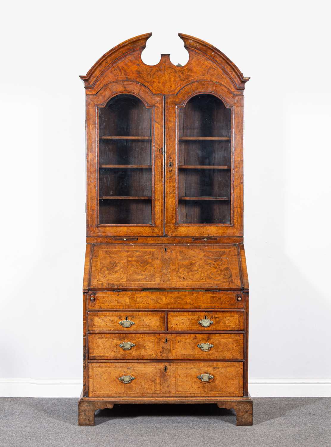Lot 293 - A George II walnut bureau bookcase