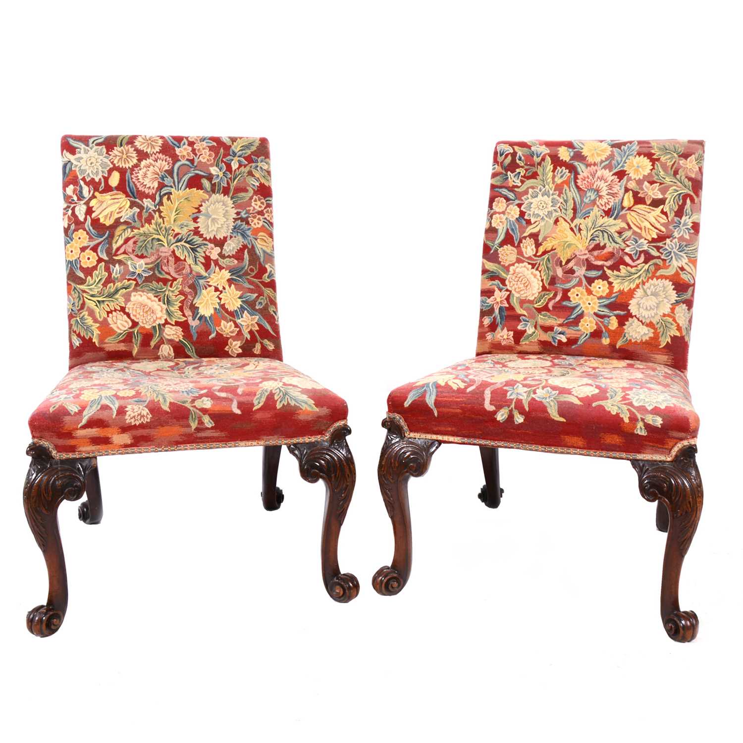 Lot 295 - A pair of Georgian II mahogany side chairs
