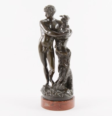 Lot 82 - A French bronze model of a goatherd, 19th century