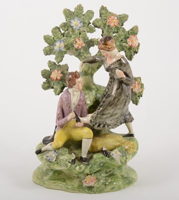 Lot 4 - A Staffordshire pearl glazed earthenware bocage group, circa 1820