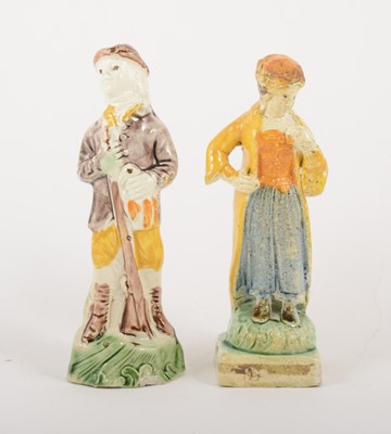 Lot 7 - A Whieldon type earthenware figure of a Sportsman, circa 1770