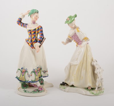 Lot 21 - A Nymphenburg Commedia dell'Arte figure of Columbine, 20th century