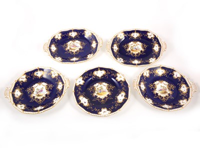Lot 18 - A Coalport scale blue ground bone china dessert service