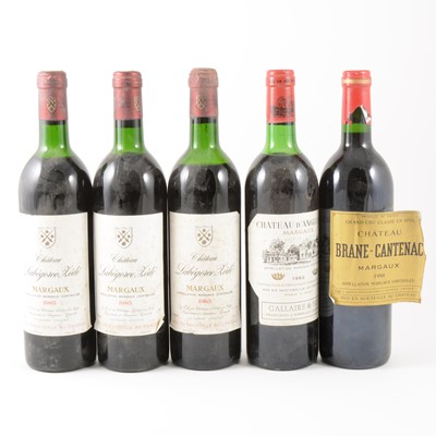 Lot 299 - Ch Labegorce-Zede, Margaux, 1985; Ch Brane-Cantenac, Margaux, 1988; Ch d'Angludet, Margaux, 1982.