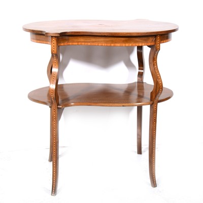 Lot 64 - An Edwardian inlaid mahogany serpentine etagere