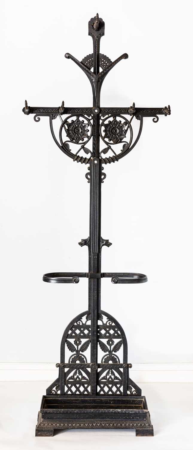 Lot 508 - An Aesthetic movement cast iron hallstand, by Dr. Christopher Dresser for The Coalbrookdale Company