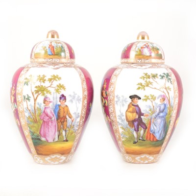 Lot 1014 - Pair of Sitzendorf covered vases