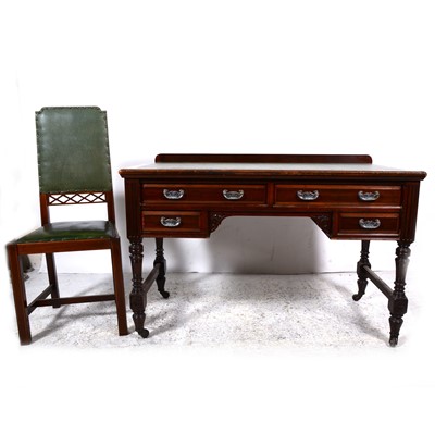 Lot 81 - A Victorian walnut desk table, and a high-backed chair