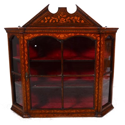 Lot 20 - A Dutch walnut and marquetry wall-hanging display cabinet, early 19th Century