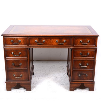 Lot 82 - A Victorian style mahogany twin pedestal desk