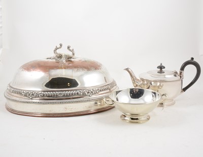 Lot 1084 - Silver plated oval meat dish cover, 40cm