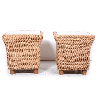 Lot 84 - A pair of contemporary woven rush pedestals