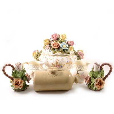 Lot 1065 - Selection of glass and ceramics, including a large Italian majolica covered centre bowl