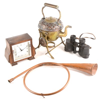 Lot 99 - A quantity of copper and brassware, binoculars, postal scales. etc