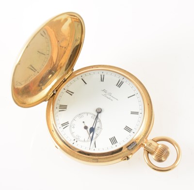 Lot 215 - J W Benson London - an 18 carat yellow gold full hunter pocket watch