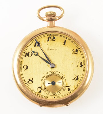 Lot 222 - Longines - an open face pocket watch with masonic emblem