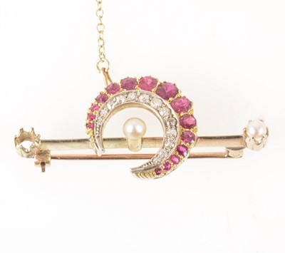 Lot 98 - A 19th century ruby and diamond brooch.