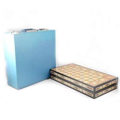 Lot 97 - A mid-century vintage picnic hamper by Brexton, and a modern games board.