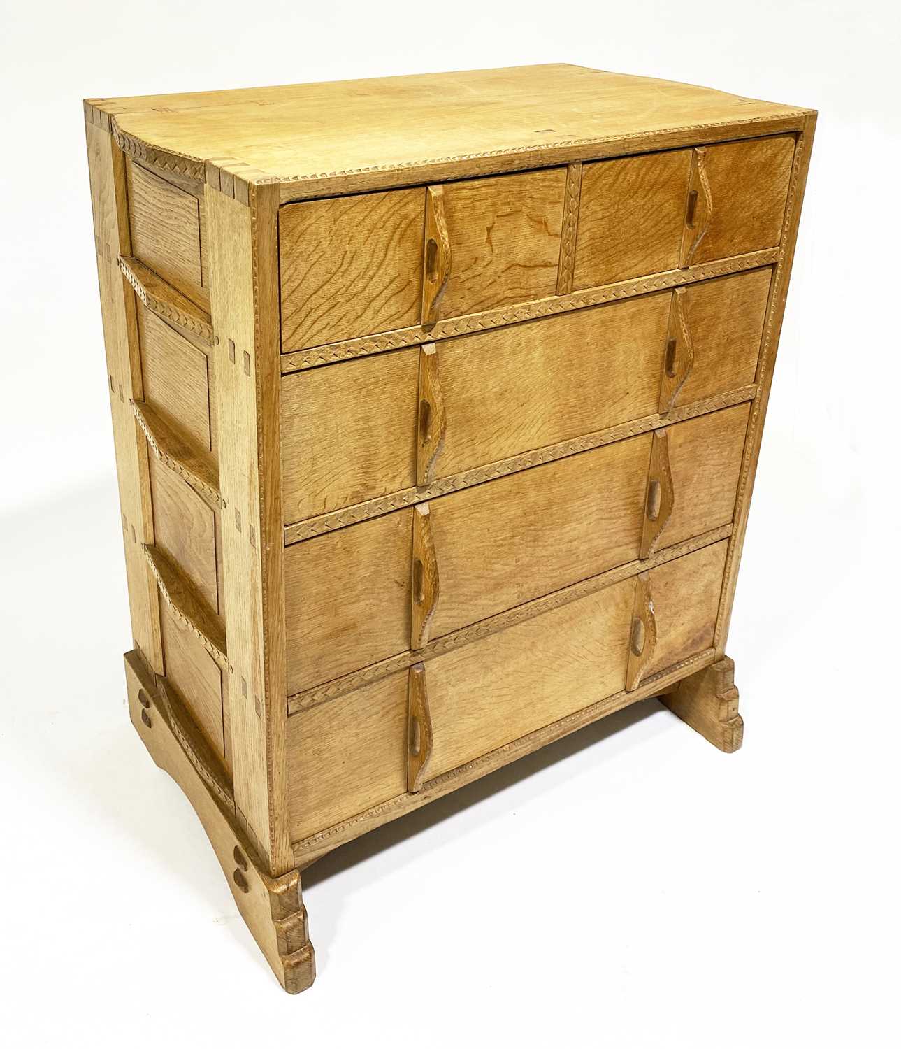 Lot 535 - An Arts and Crafts oak chest of drawers, attributed to Sidney Barnsley