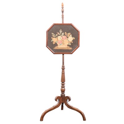 Lot 57 - A Victorian mahogany pole screen