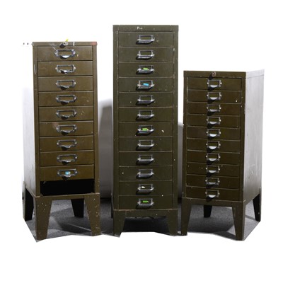 Lot 87 - Three banks of metal file drawers