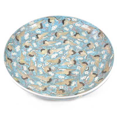 Lot 362 - A large Chinese porcelain shallow bowl