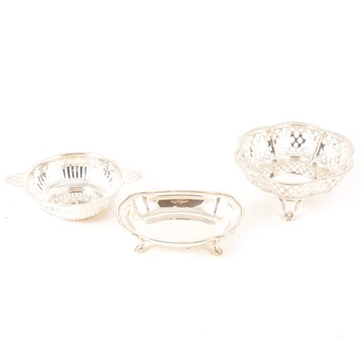 Lot 177 - Three silver bonbon dishes.
