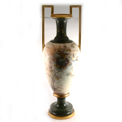 Lot 47 - A large exhibition-size twin handled vase, probably Continental
