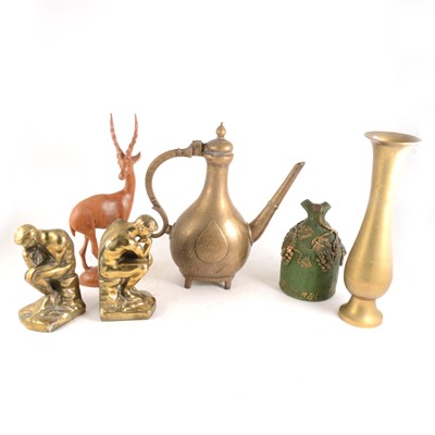 Lot 150 - A tray of brass and copper wares.