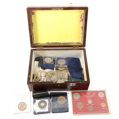 Lot 173 - A collection of British and Foreign coins, some pre 1947, Victorian crown, etc