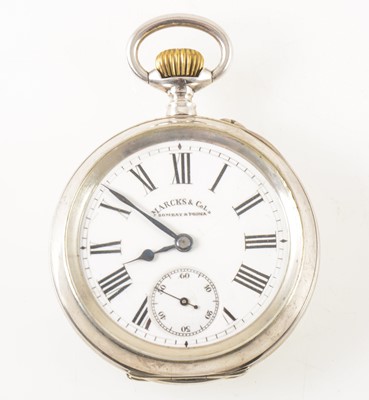 Lot 209 - Marks & Co. Ltd Bombay & Poona - a white metal open face  pocket watch
