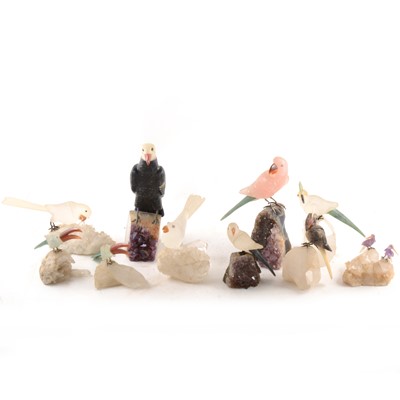 Lot 1063 - A collection of ten carved crystal bird ornaments, by Artur