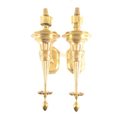 Lot 1070 - A pair of brass wall fittings