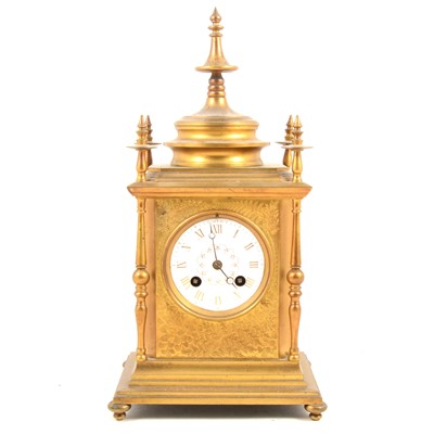 Lot 1422 - Victorian gilt brass mantel clock, Howell James et Cie movement