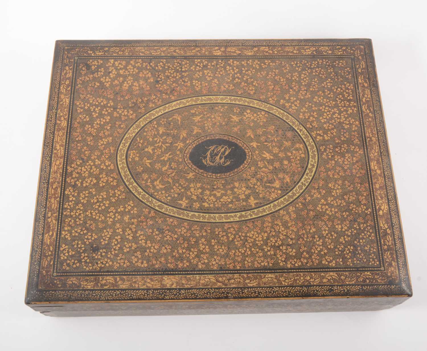 Lot 67 - A China Trade black lacquered games box, mid 19th century